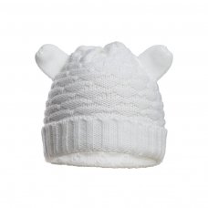 H710-W: White Cable Knit Hat w/Ears (0-12 Months)